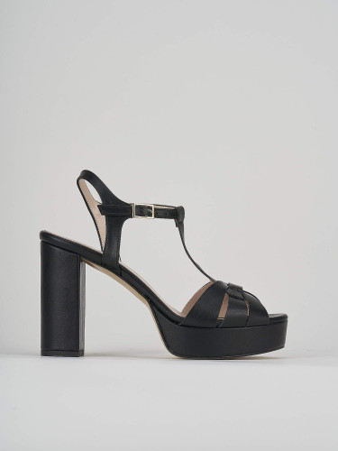 Sandalias de tacón alto tacón 9 cm negro cuero