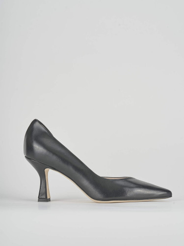Zapatos de salón tacón 7 cm negro cuero