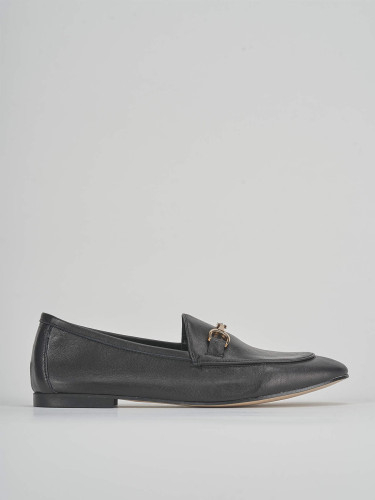 Mocasines tacón 1 cm negro cuero