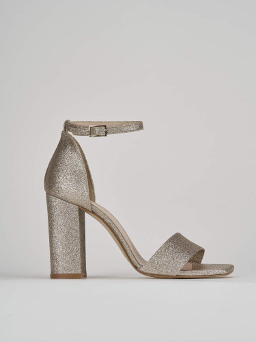 High heel sandals heel 8 cm beige glitter