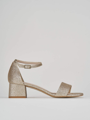 Sandalias de tacón alto tacón 5 cm beis glitter
