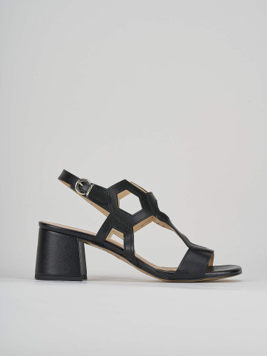 High heel sandals heel 5 cm black leather