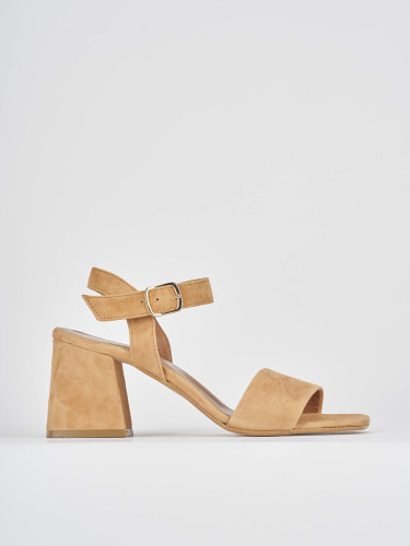 Sandalias de tacón alto tacón 8 cm marrón ante