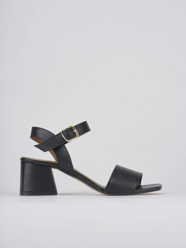 Sandalias de tacón alto tacón 5 cm negro cuero