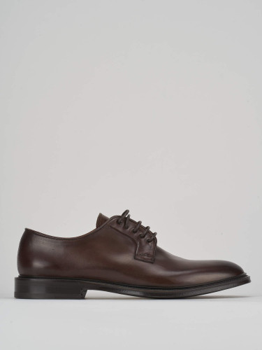 Zapatos de cordones tacón 1 cm marrón oscuro cuero