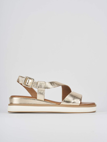 Sandalias de cuña tacón 4 cm oro laminado