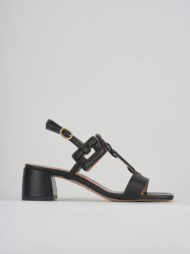 Sandalias de tacón alto tacón 5 cm negro cuero