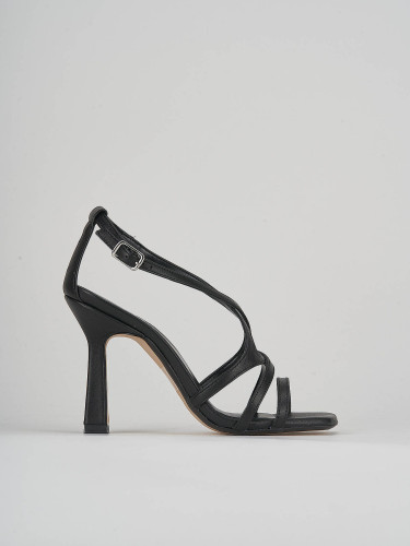 High heel sandals heel 9 cm black leather