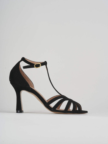 Sandalias de tacón alto tacón 8 cm negro ante