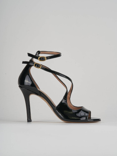 Sandalias de tacón alto tacón 9 cm negro charol