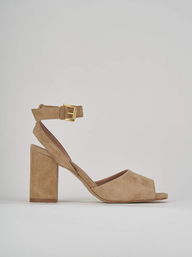 Sandalias de tacón alto tacón 8 cm beis ante