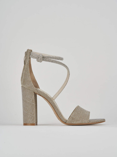 Sandalias de tacón alto tacón 9 cm oro cuero