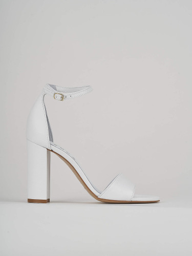 Sandalias de tacón alto tacón 8 cm blanco cuero