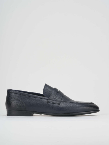 Mocasines tacón 1 cm azul cuero