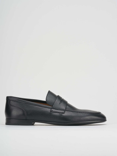 Mocasines tacón 1 cm negro cuero