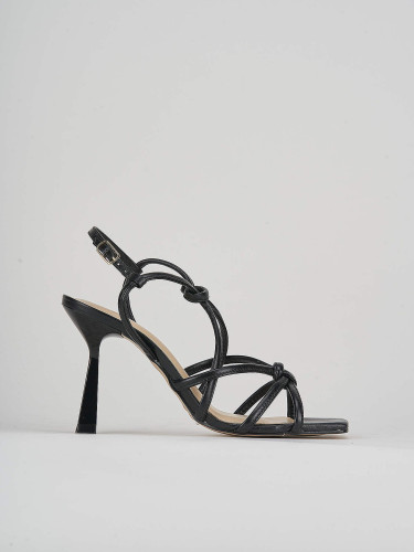 Sandalias de tacón alto tacón 9 cm negro cuero