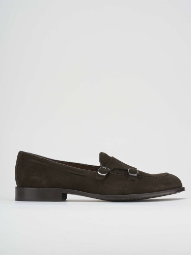 Mocasines tacón 1 cm marrón oscuro ante