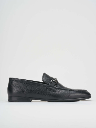 Mocasines tacón 1 cm negro cuero