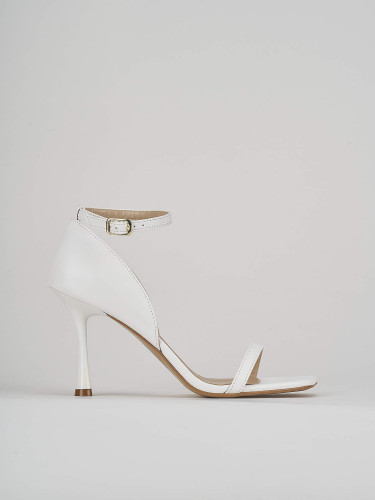 Sandalias de tacón alto tacón 7 cm blanco cuero