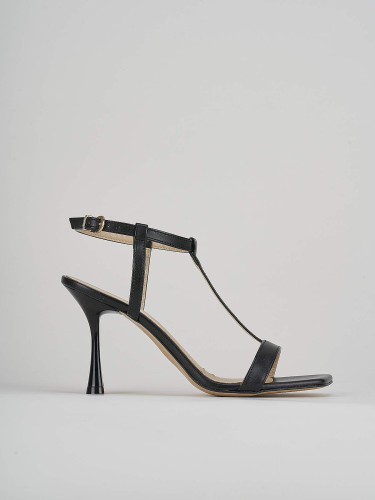 Sandali tacco 7cm pelle nero