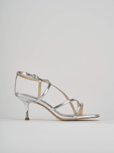 High heel sandals heel 6 cm silver python