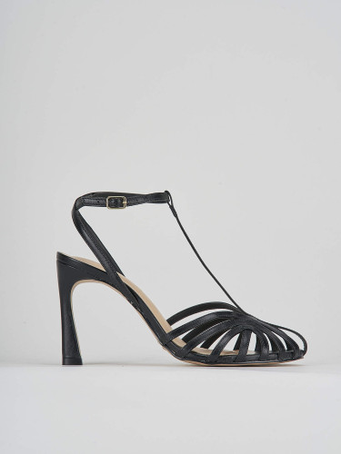 High heel sandals heel 9 cm black leather