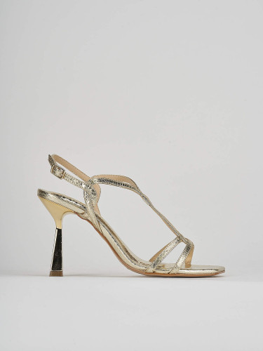 Sandalias de tacón alto tacón 9 cm oro pitón