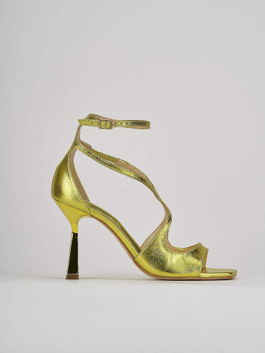High heel sandals heel 9 cm yellow leather