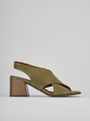 Sandali tacco 5cm pelle verde
