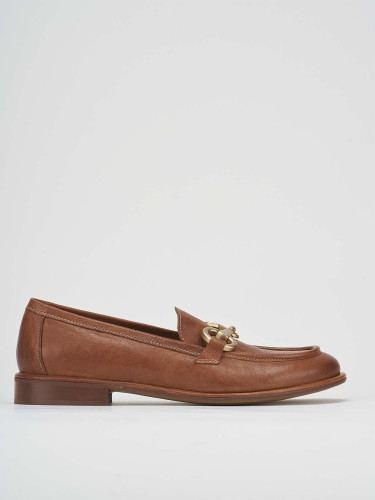 Mocasines tacón 2 cm marrón cuero
