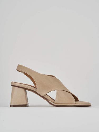 Sandali tacco 6cm pelle beige