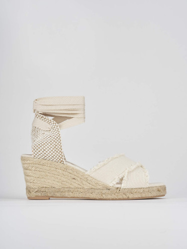 Alpargatas tacón 6 cm blanco tejido