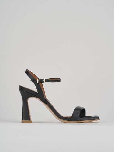 High heel sandals heel 8 cm black leather
