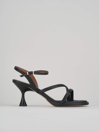 Sandalias de tacón alto tacón 6 cm negro cuero