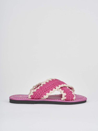 Mules tacón 1 cm rosa tejido