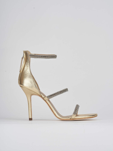 High heel sandals heel 8 cm gold leather