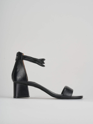 Sandalias de tacón alto tacón 5 cm negro cuero
