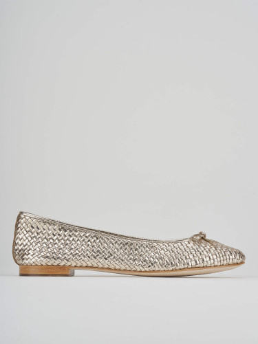 Bailarinas tacón 1 cm oro cuero