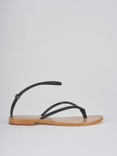 Sandali infradito tacco 1 cm nero pelle