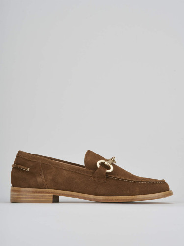 Mocasines tacón 1 cm marrón ante