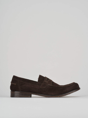 Mocasines tacón 1 cm marrón oscuro ante