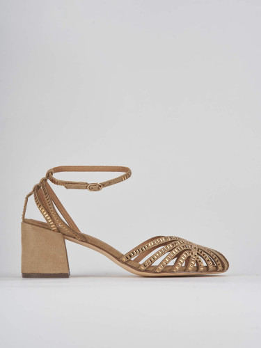 Sandalias de tacón alto tacón 6 cm beis ante