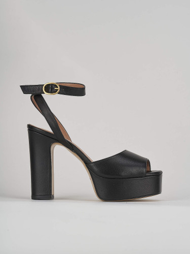 Sandalias de tacón alto tacón 11 cm negro cuero