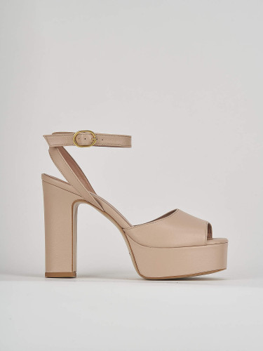 Sandalias de tacón alto tacón 11 cm rosa cuero