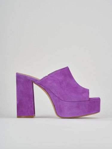 Mules tacón 11 cm rosa ante