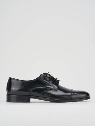 Zapatos de cordones tacón 1 cm negro cuero