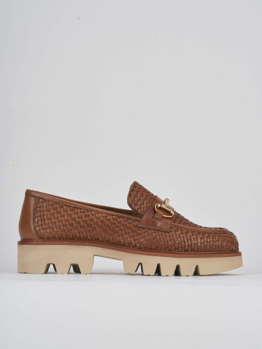 Mocasines tacón 2 cm marrón cuero