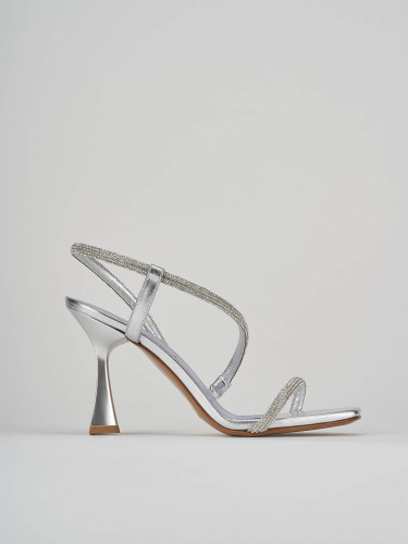Sandalias de tacón alto tacón 9 cm plata raso