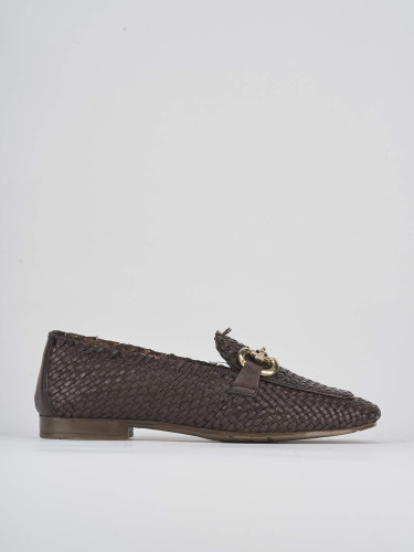 Mocasines tacón 1 cm marrón oscuro cuero