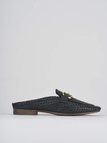 Zuecos con tacón tacón 1 cm negro cuero